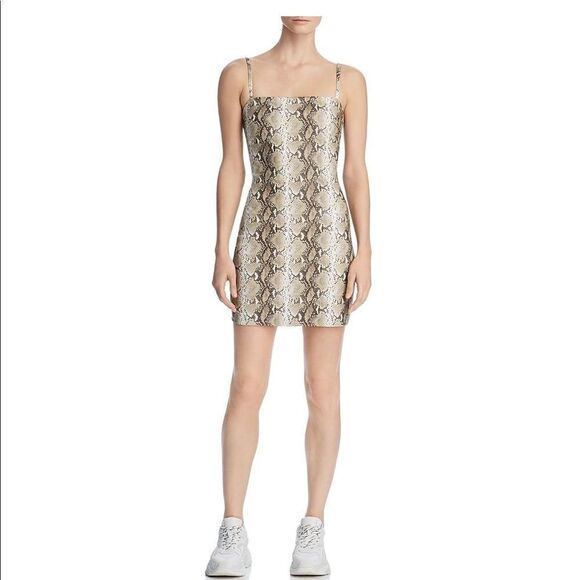 Tiger Mist Womens Snake Print Faux Leather Slip Dress Taupe XS - Picture 1 of 10